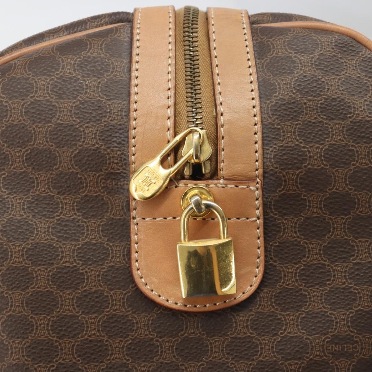 Celine Vintage Duffle Macadam Coated Canvas Brown Pvc Travel Bag Bag (Pre-Owned)