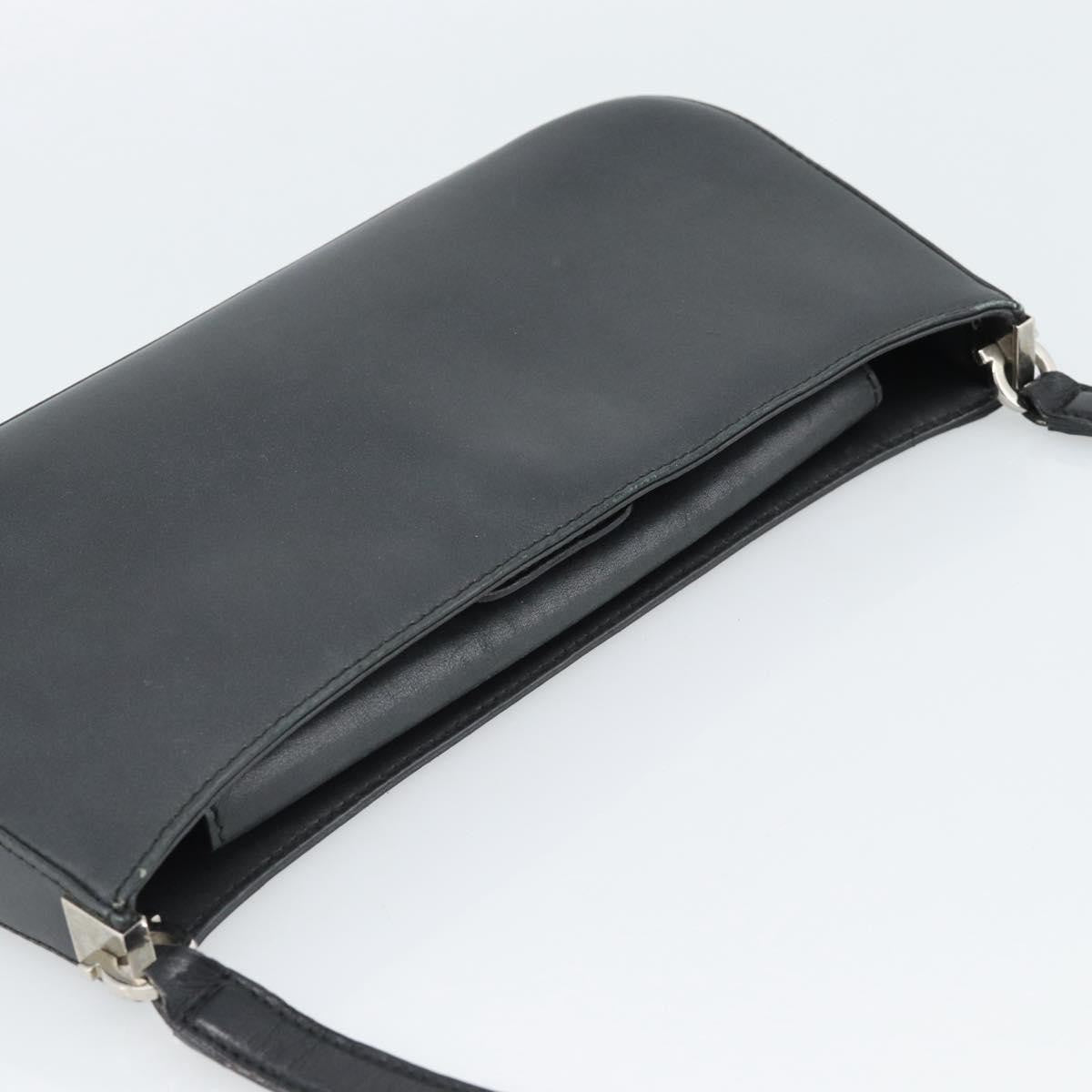 Salvatore Ferragamo Gancini Leather Black Leather Shoulder Bag Bag (Pre-Owned)