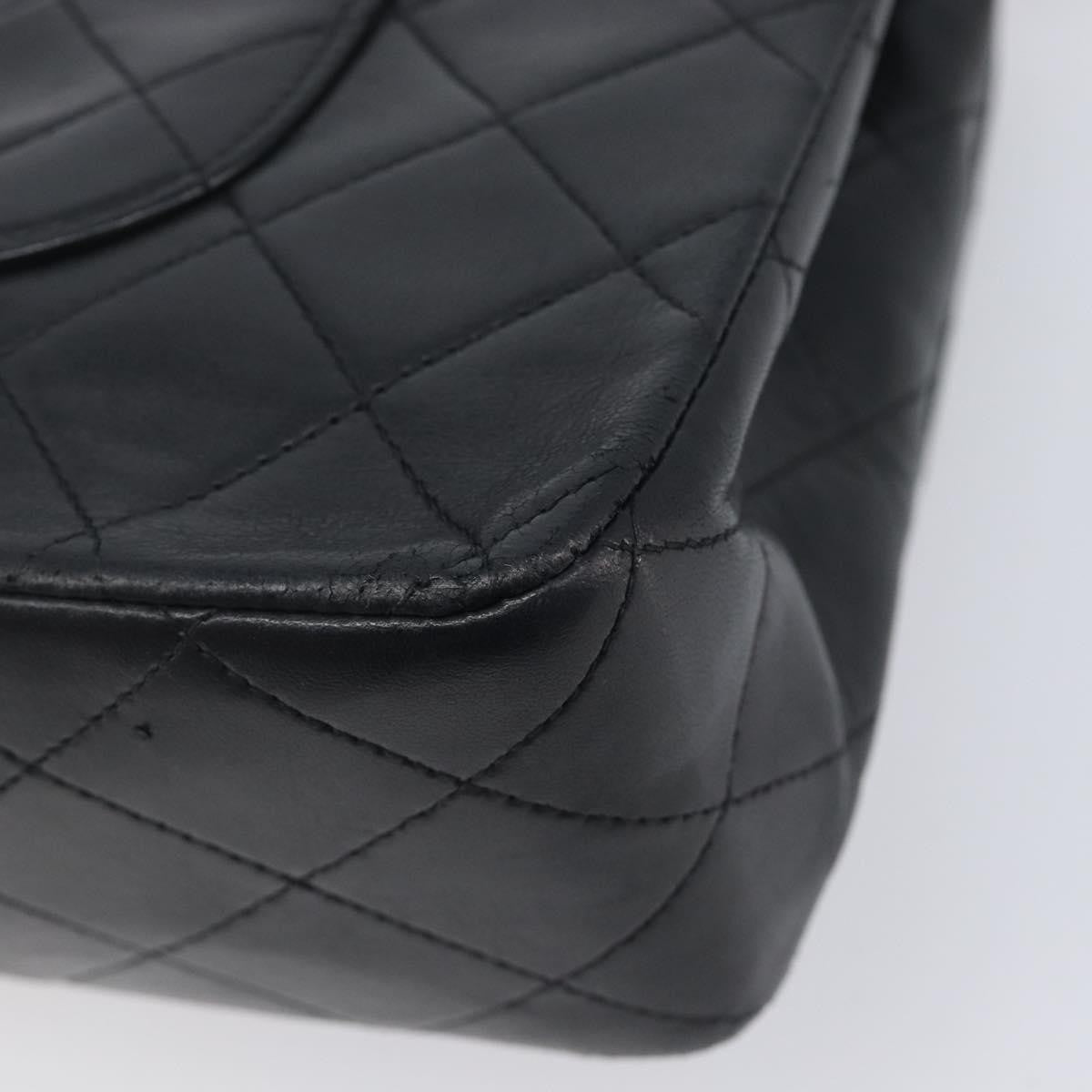 Chanel Timeless - Classic Double Flap Leather Black Leather Handbag (Pre-Owned)