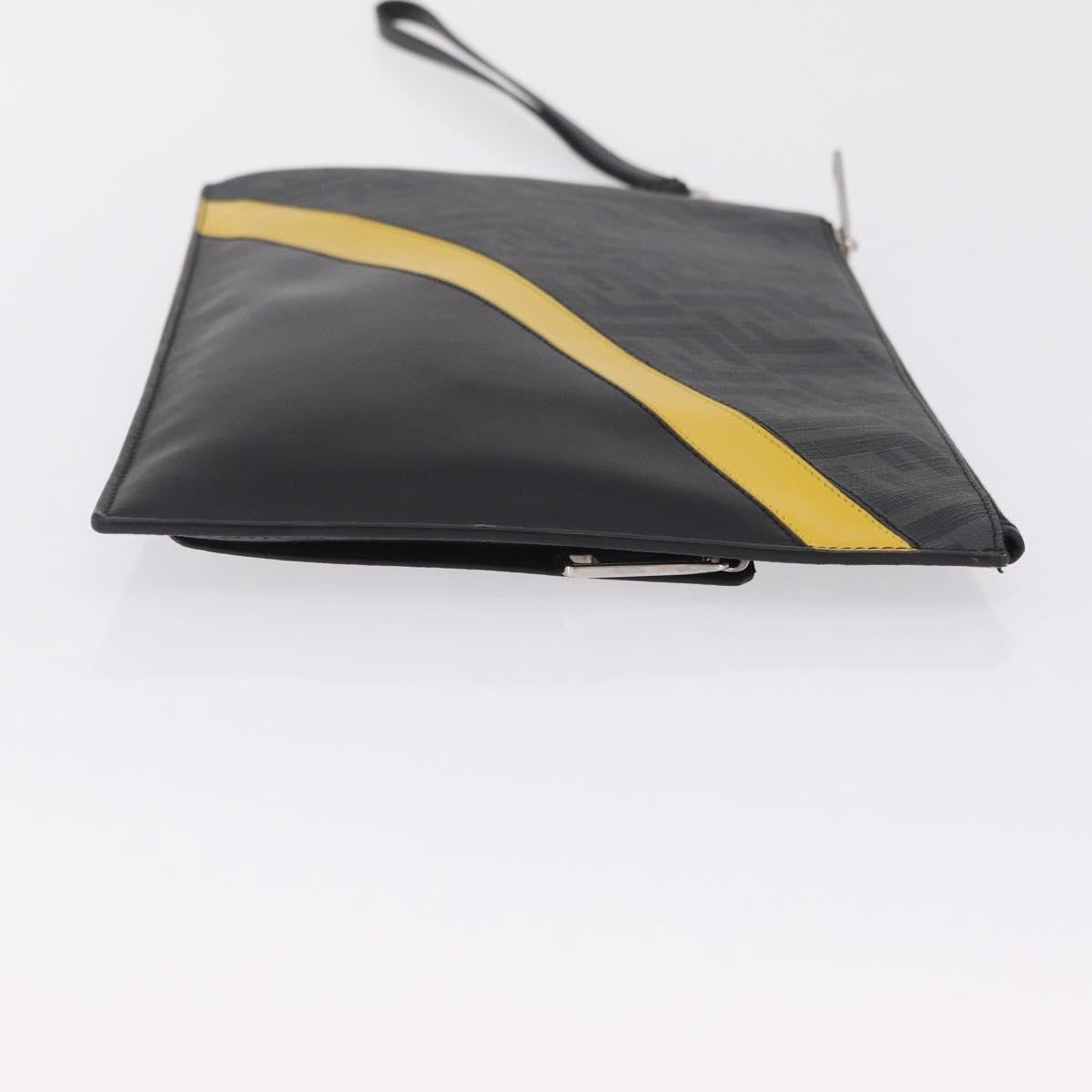 Fendi Zip Flat Wristlet Zucca Coated Canvas And Leather Black Canvas Clutche & Pouche Bag (Pre-Owned)