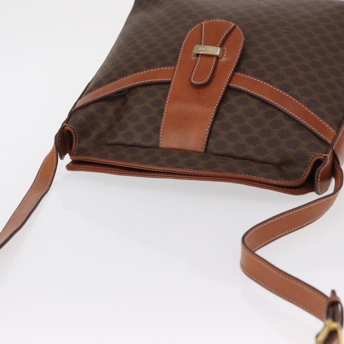 Celine Vintage Macadam Canvas And Leather Brown Canvas Shoulder Bag Bag (Pre-Owned)