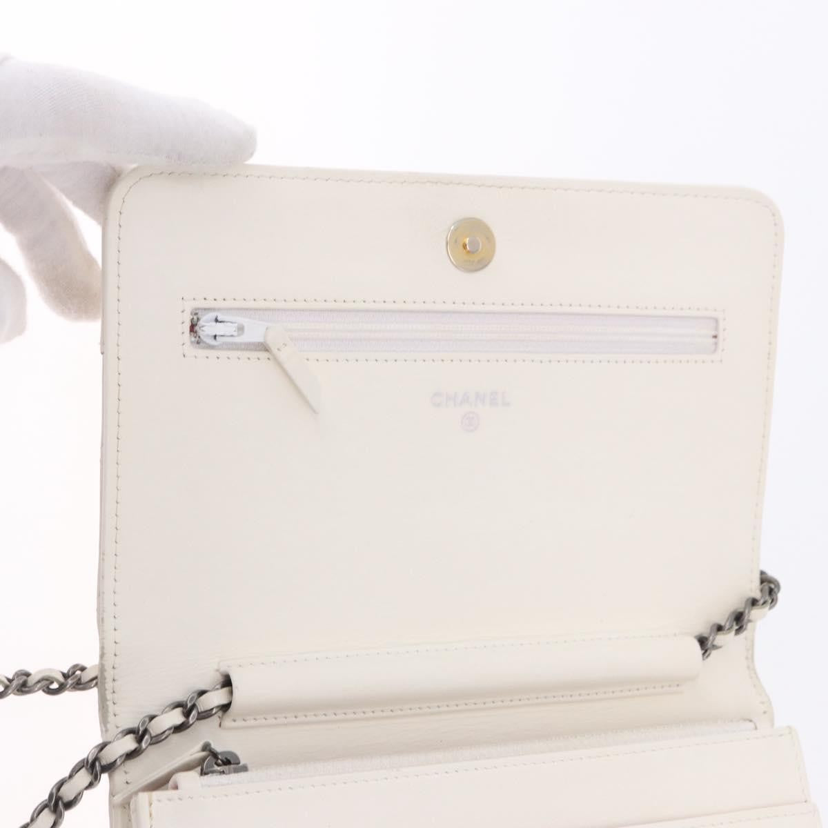 Chanel Wallet On Chain Lambskin White Leather Shoulder Bag Bag (Pre-Owned)