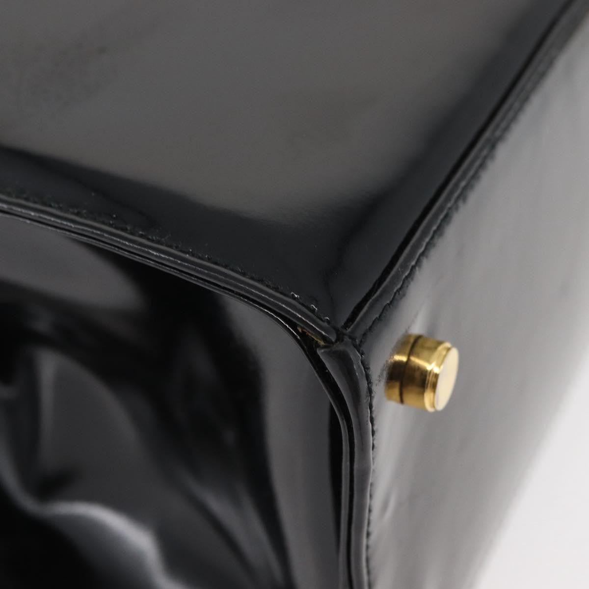 Salvatore Ferragamo Vala Patent Leather Black Patent_Leather Handbag (Pre-Owned)