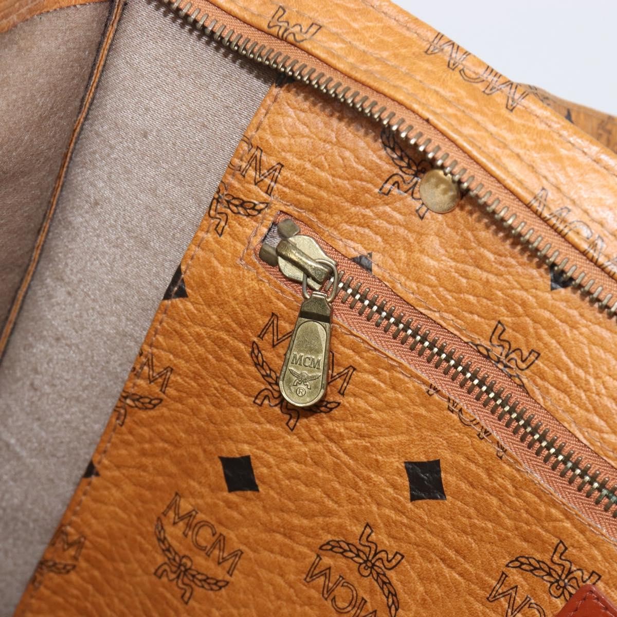 MCM Vintage Visetos Leather Brown Leather Tote Bag Bag (Pre-Owned)