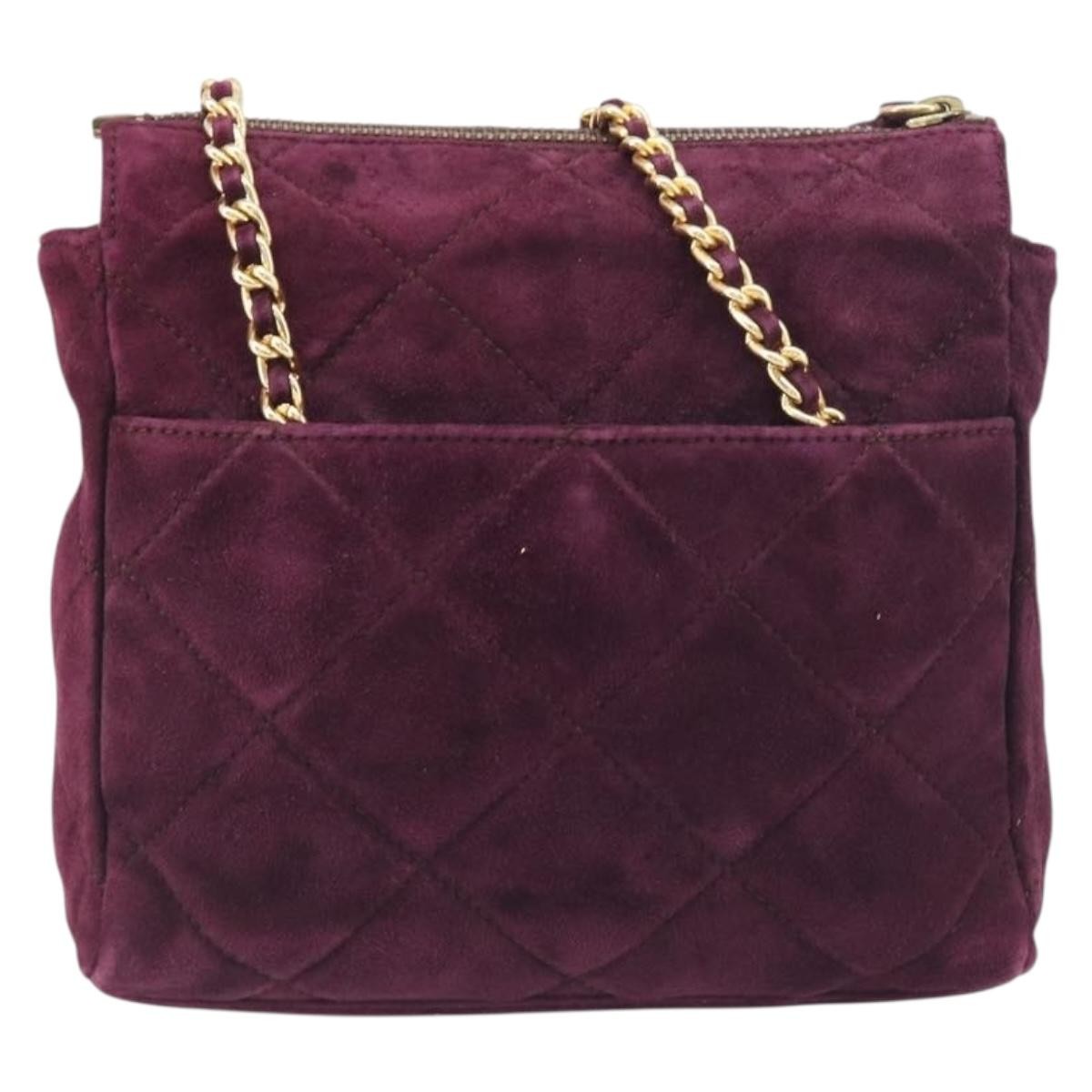 Prada Vintage Chain Flap Suede Burgundy Suede Shoulder Bag Bag (Pre-Owned)