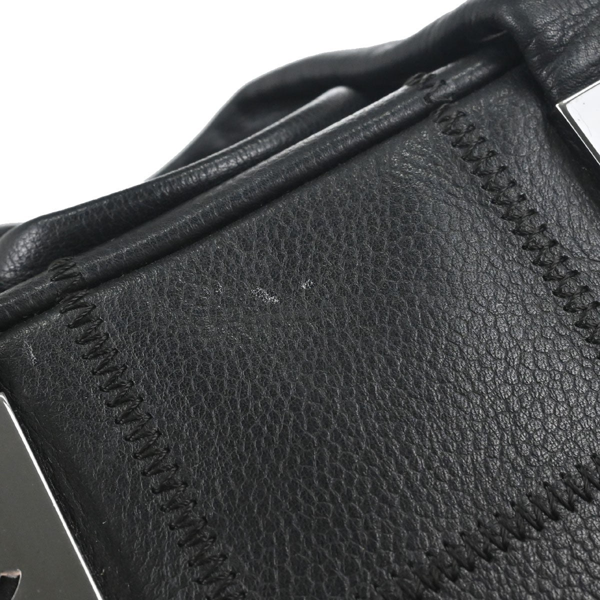 Chanel Square Stitch Satchel Caviar Black Leather Handbag (Pre-Owned)