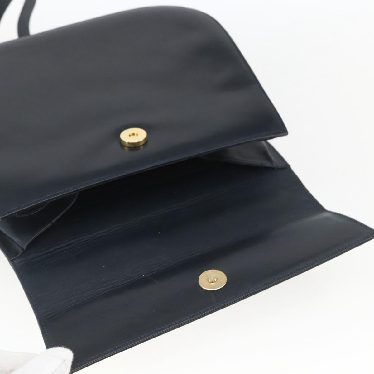 Salvatore Ferragamo Gancini Leather Navy Leather Shoulder Bag Bag (Pre-Owned)