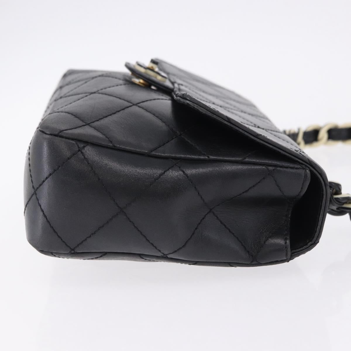 Chanel Chain Flap Quilted Leather Black Leather Shoulder Bag Bag (Pre-Owned)