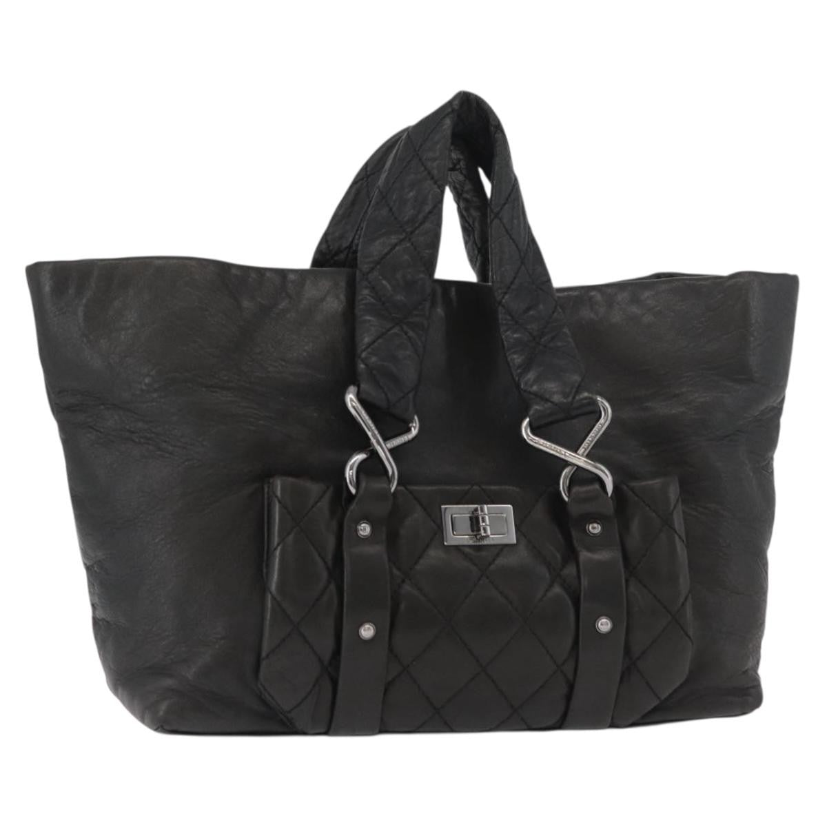 Chanel 8 Knots Tote Lambskin Black Leather Tote Bag Bag (Pre-Owned)
