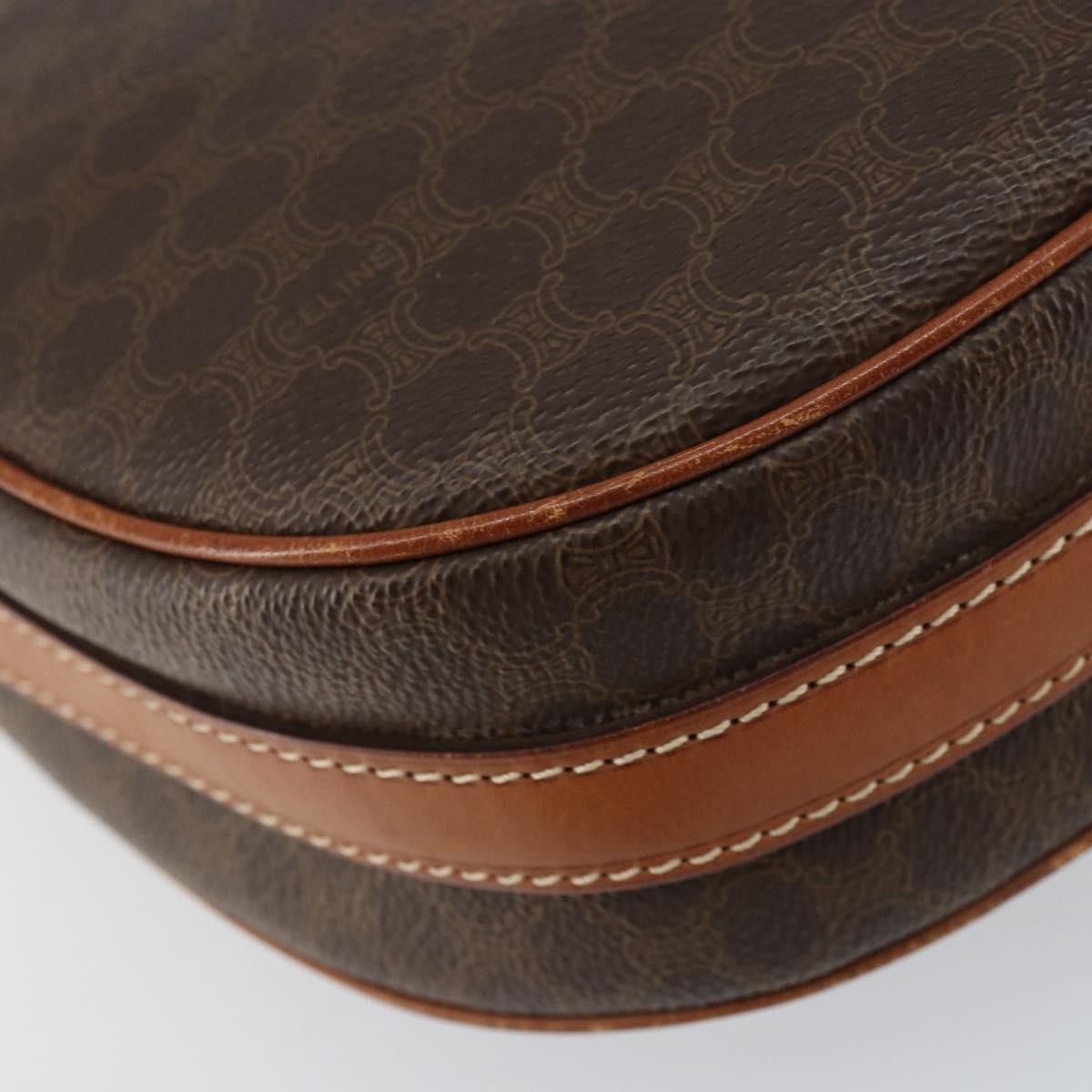 Celine Vintage Macadam Canvas And Leather Brown Canvas Shoulder Bag Bag (Pre-Owned)