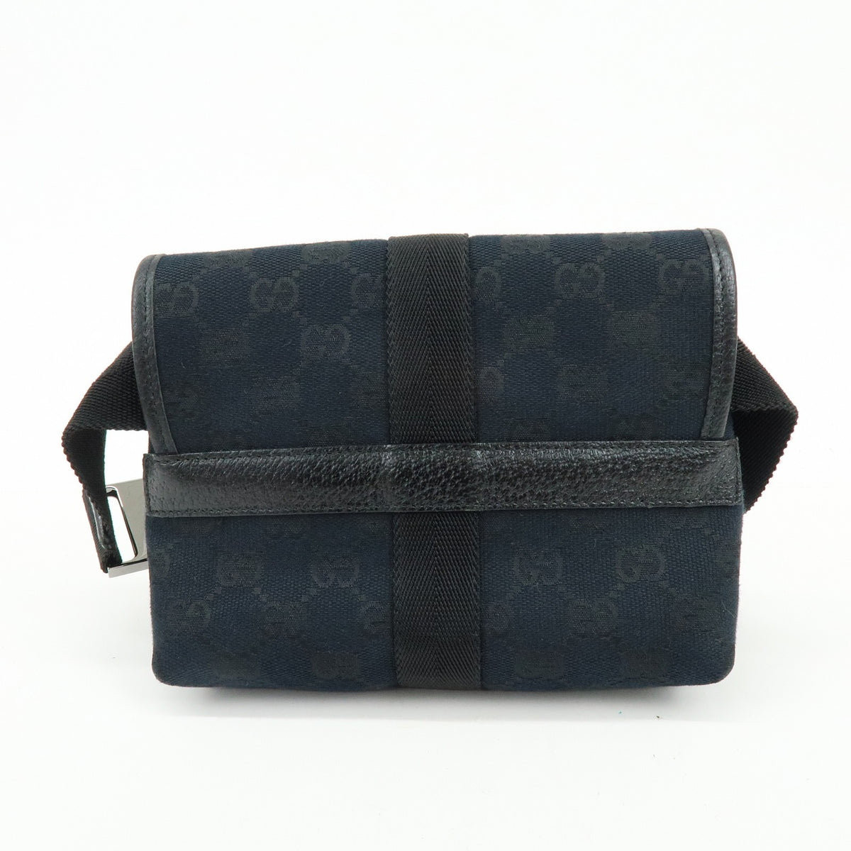 Gucci Buckle Belt Gg Canvas Black Canvas Handbag (Pre-Owned)