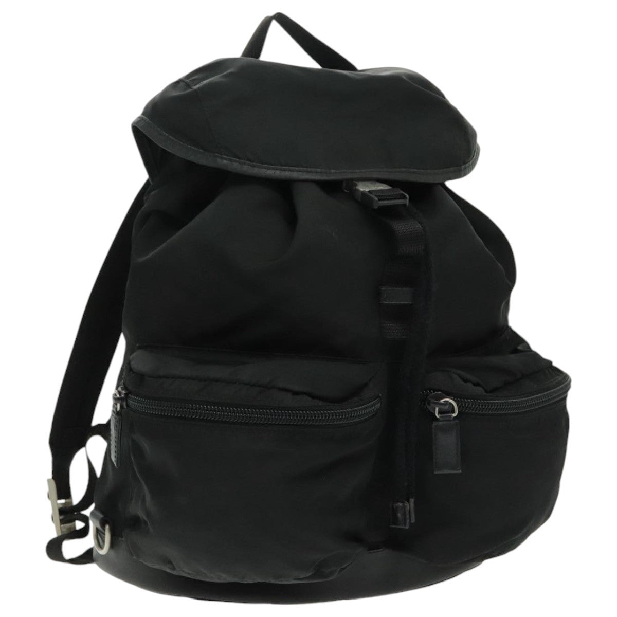 Prada Double Front Pocket Tessuto Black Nylon Backpack Bag (Pre-Owned)