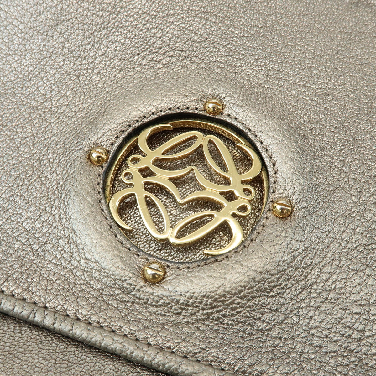 Loewe Shoulder Bag Leather Silver Leather Shoulder Bag Bag (Pre-Owned)