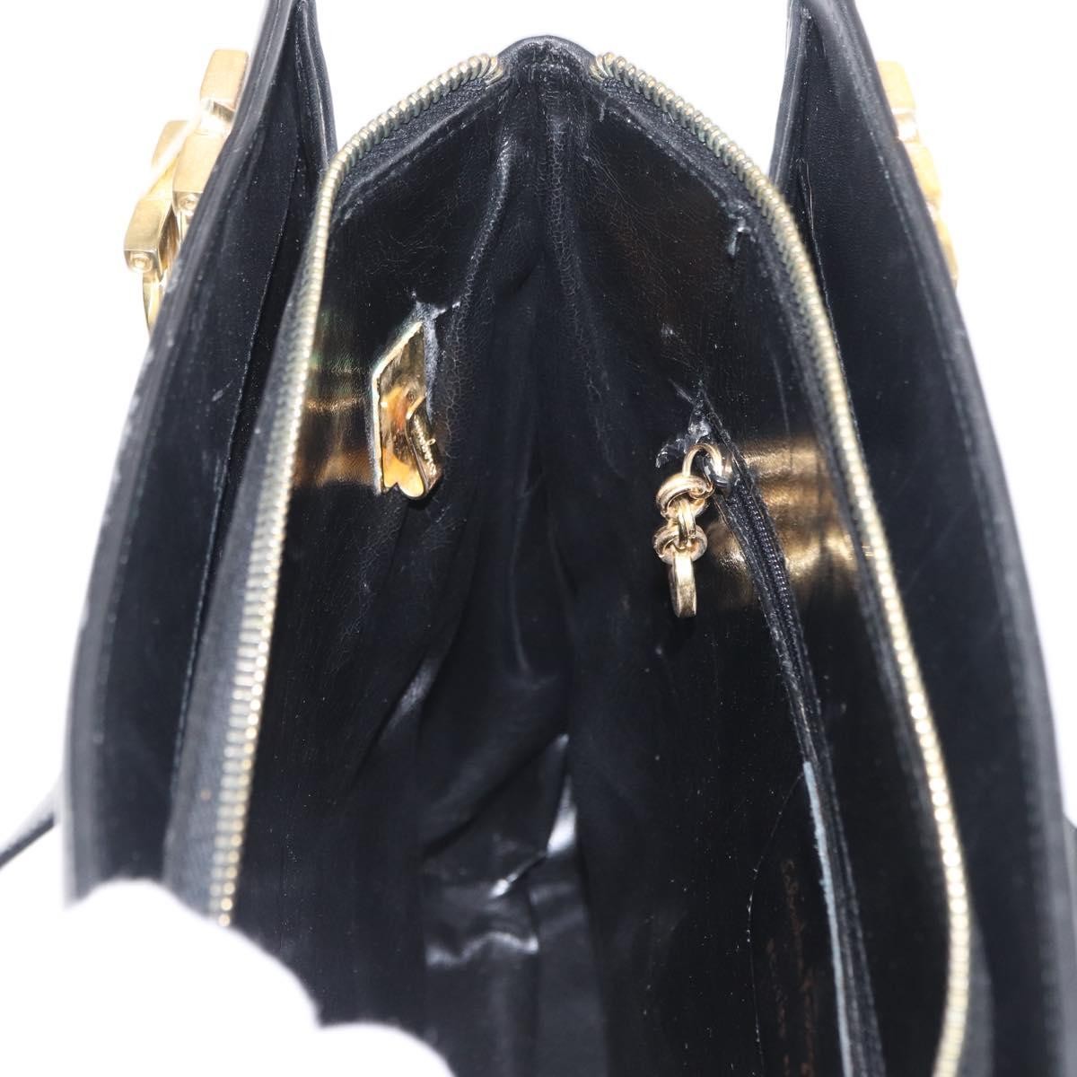 Salvatore Ferragamo Gancini Leather Black Leather Shoulder Bag Bag (Pre-Owned)