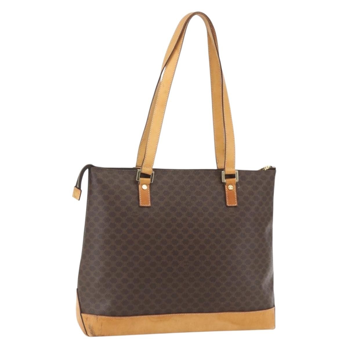 Celine Vintage Macadam Canvas And Leather Brown Canvas Tote Bag Bag (Pre-Owned)