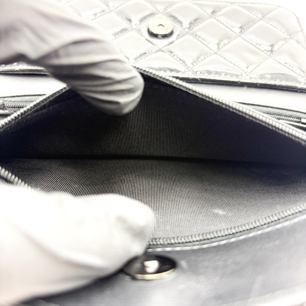 Chanel So Black Wallet On Chain Quilted Patent Black Patent_Leather Crossbody Bag Bag (Pre-Owned)