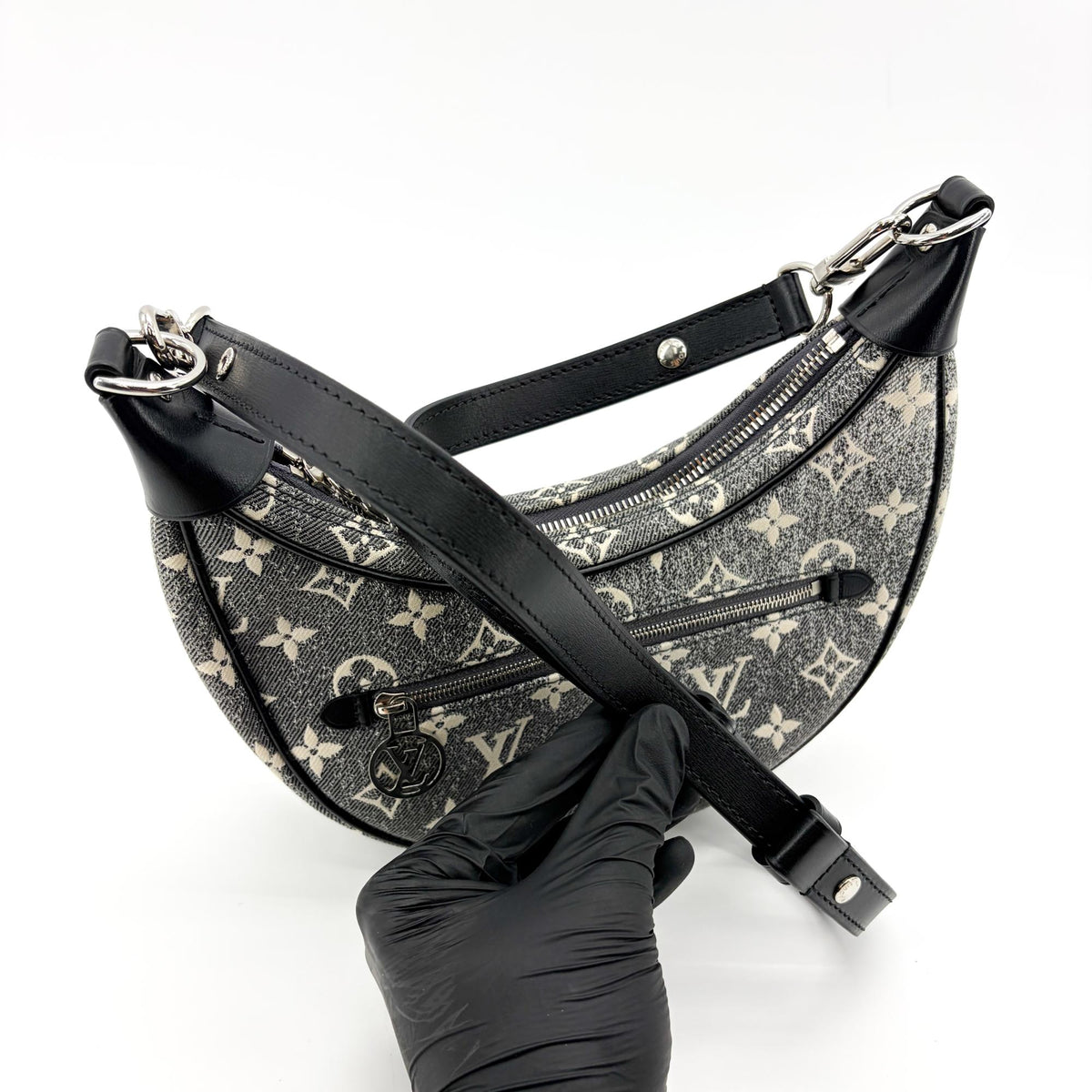 Louis Vuitton Loop Monogram Denim Black Denim_Jeans Handbag (Pre-Owned)