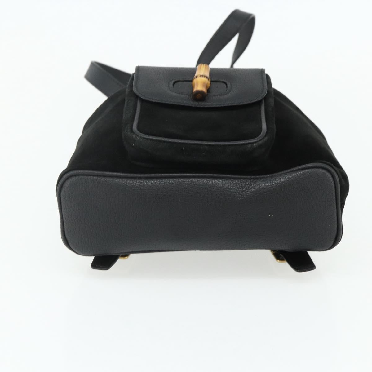 Gucci Gucci Bamboo Daim Black Suede Backpack Bag (Pre-Owned)