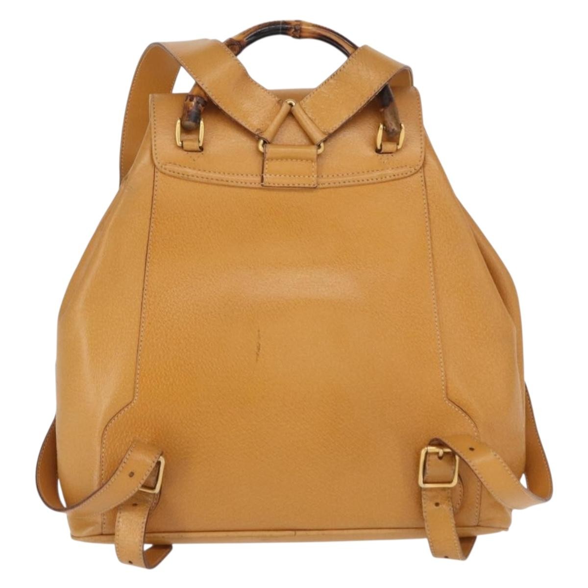Gucci Vintage Bamboo Leather Brown Leather Backpack Bag (Pre-Owned)