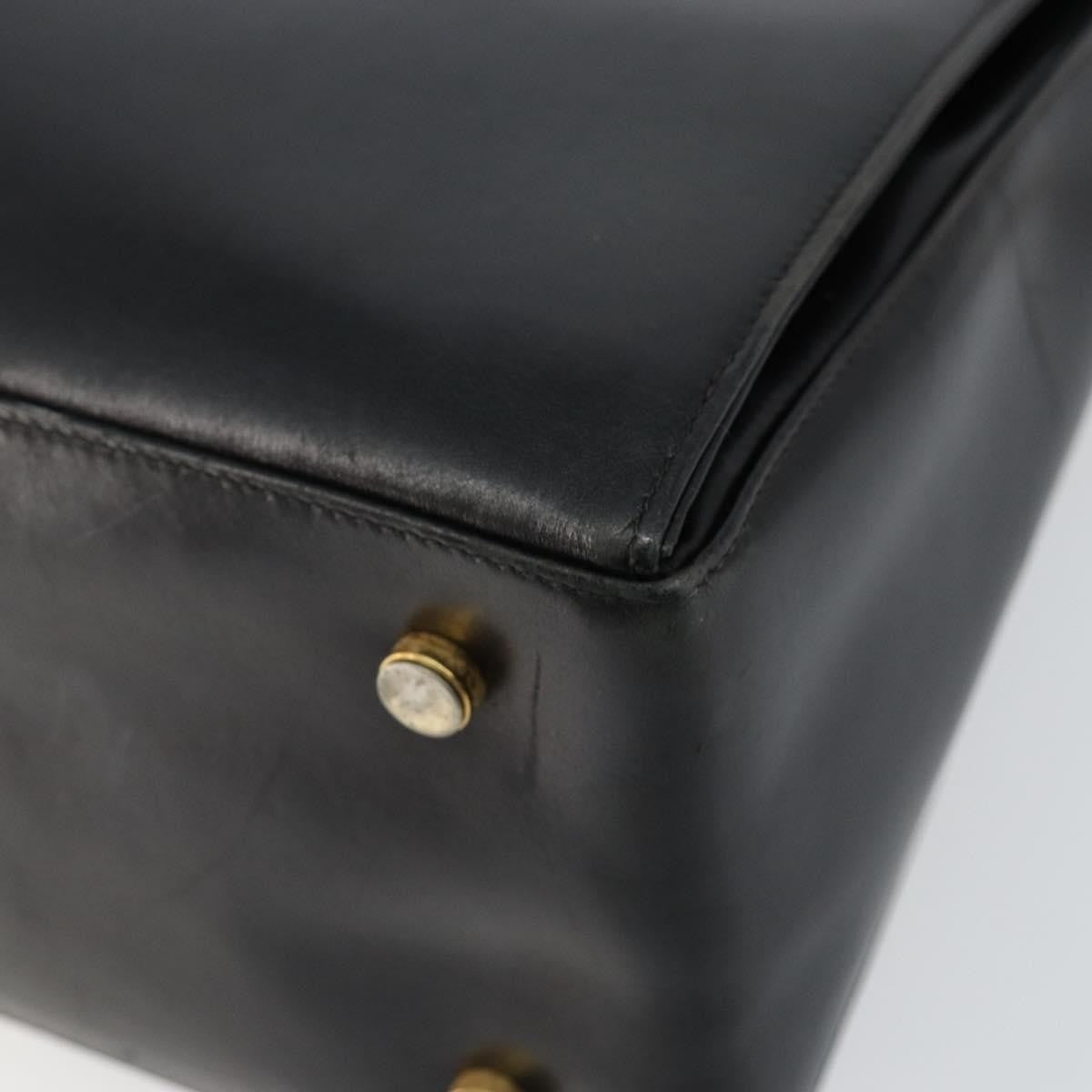 Salvatore Ferragamo Gancini Convertible Top Handle Leather Black Leather Handbag (Pre-Owned)