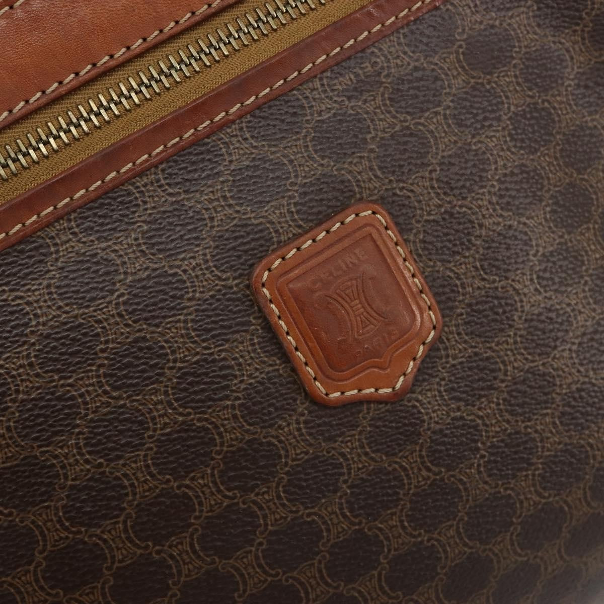 Celine Logo Triomphe Canvas And Leather Brown Canvas Clutche & Pouche Bag (Pre-Owned)
