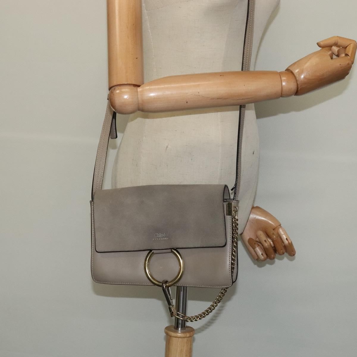 Chloe Faye Leather And Suede Beige Leather Shoulder Bag Bag (Pre-Owned)