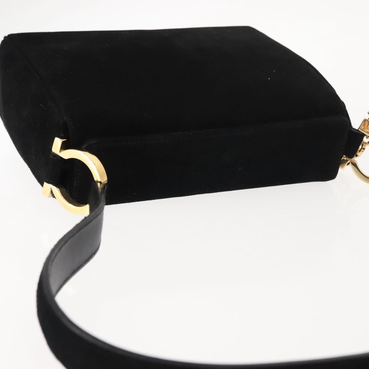 Salvatore Ferragamo Gancini Suede Black Suede Shoulder Bag Bag (Pre-Owned)