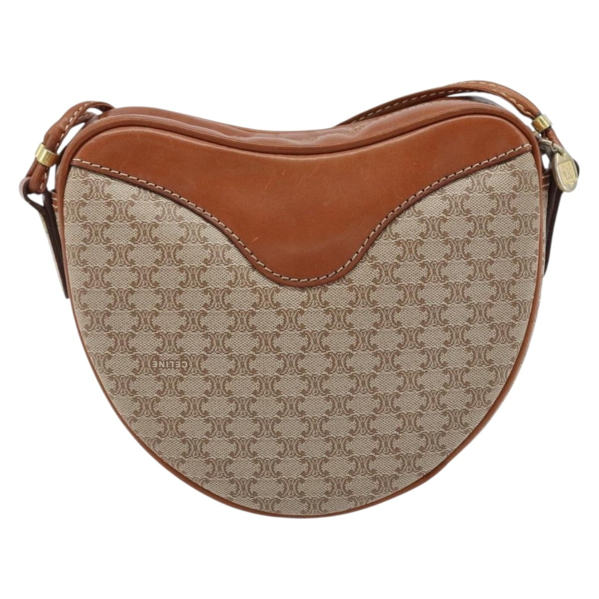 Celine Vintage Macadam Canvas And Leather Beige Canvas Shoulder Bag Bag (Pre-Owned)