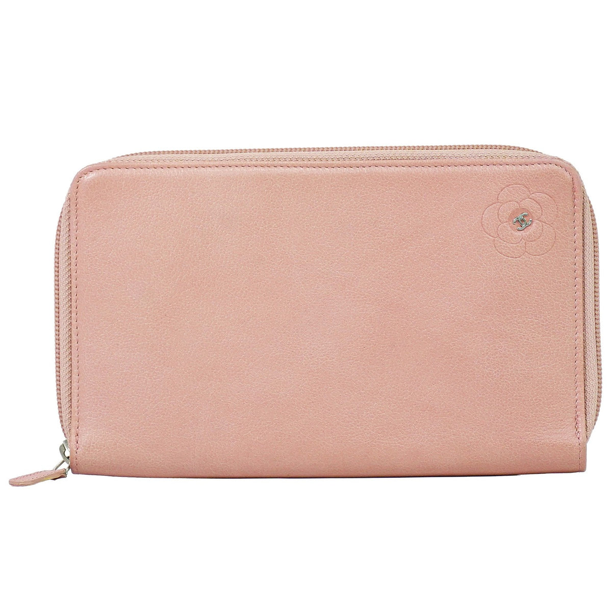 Chanel Camellia Zip Around Organizer Leather Pink Leather Wallets Accessory (Pre-Owned)
