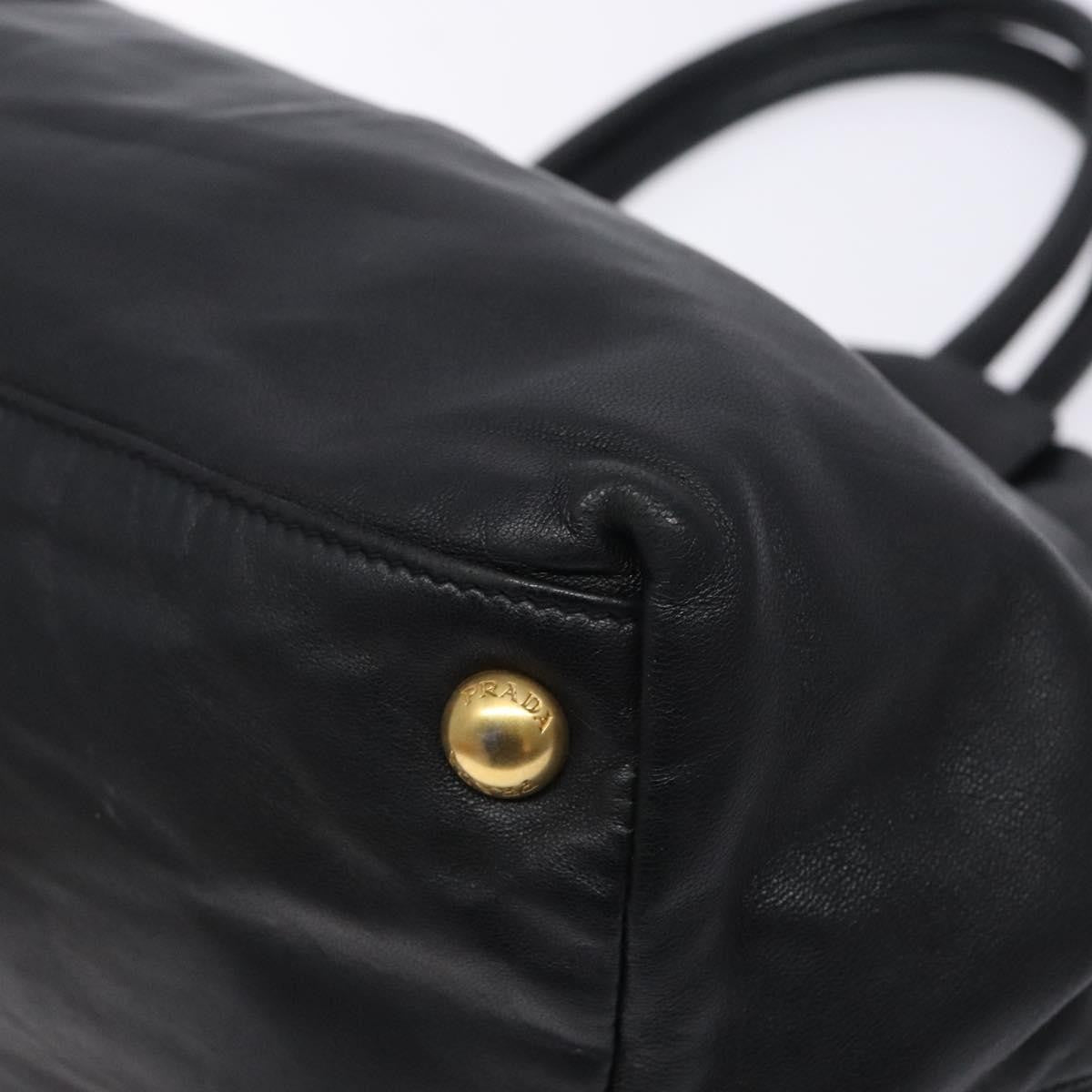 Prada Bow Tote Leather Black Leather Tote Bag Bag (Pre-Owned)