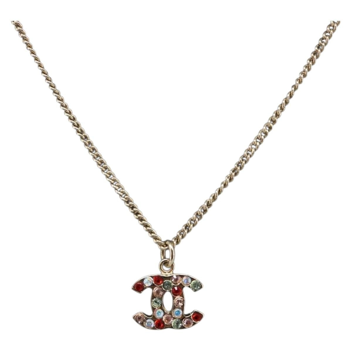 Chanel Rainbow Cc Pendant Metal And Crystals Multicolour Metal Necklace Jewelry (Pre-Owned)