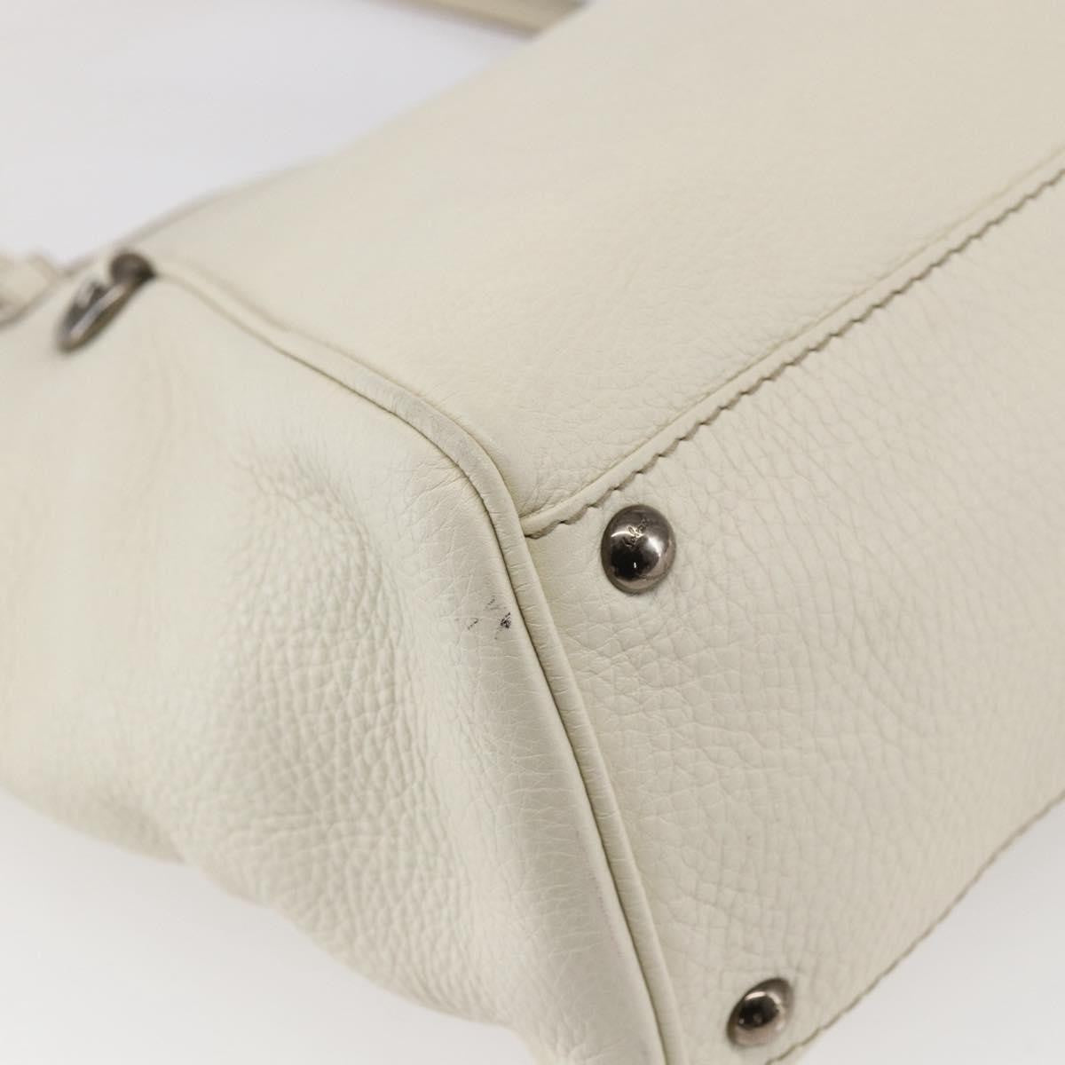 Salvatore Ferragamo Vintage Leather White Leather Tote Bag Bag (Pre-Owned)
