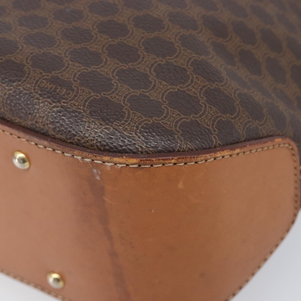Celine Macadam Shoulder Leather Brown Canvas Crossbody Bag Bag (Pre-Owned)