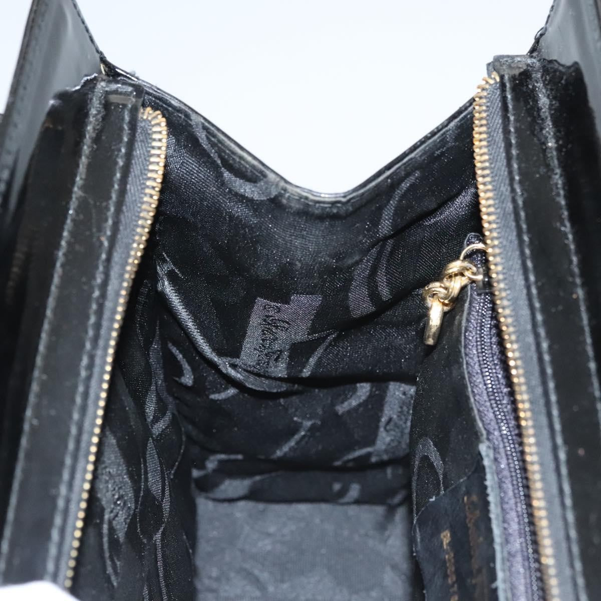 Salvatore Ferragamo Vala Patent Leather Black Patent_Leather Shoulder Bag Bag (Pre-Owned)