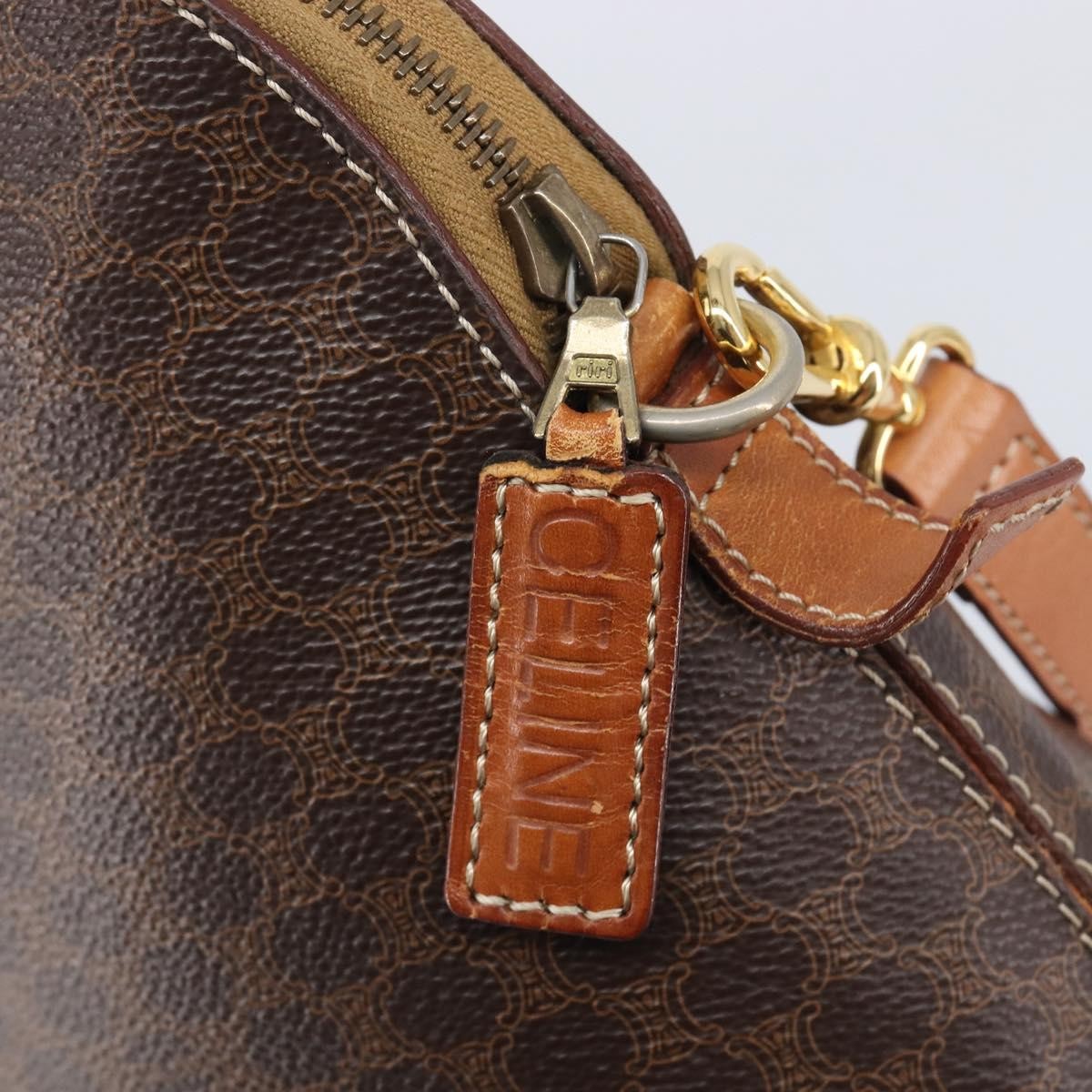 Celine Macadam Leather Brown Canvas Tote Bag Bag (Pre-Owned)