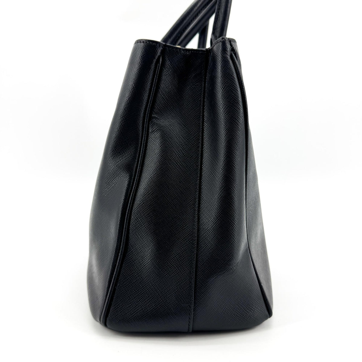 Prada Galleria  Strap Leather Black Leather Handbag (Pre-Owned)
