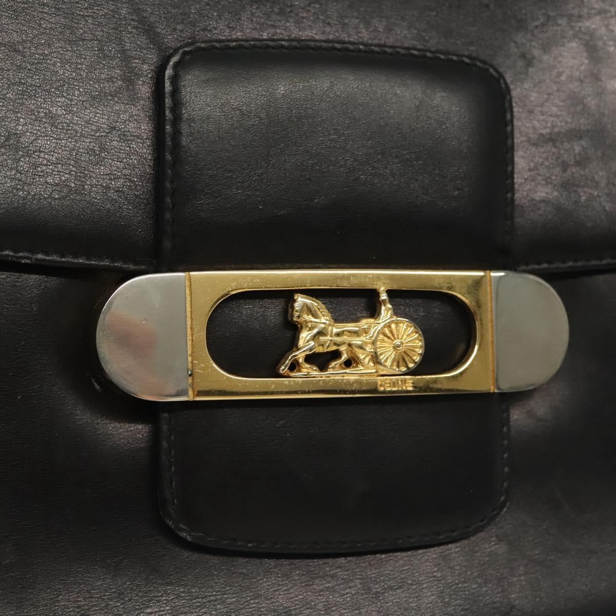 Celine Horse Carriage Leather Black Leather Bag (Pre-Owned)
