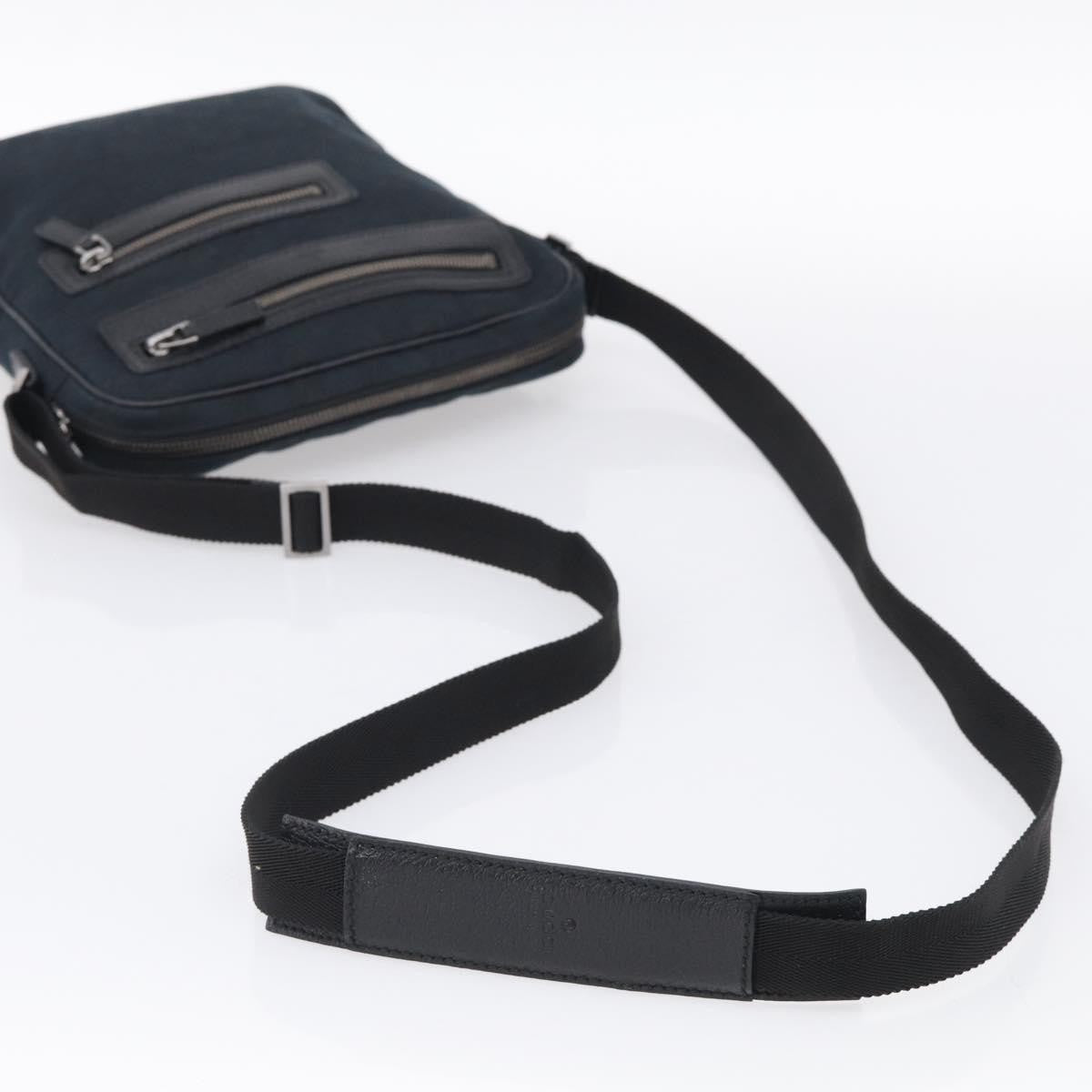 Gucci Front Zip Messenger Canvas And Leather Black Canvas Crossbody Bag Bag (Pre-Owned)