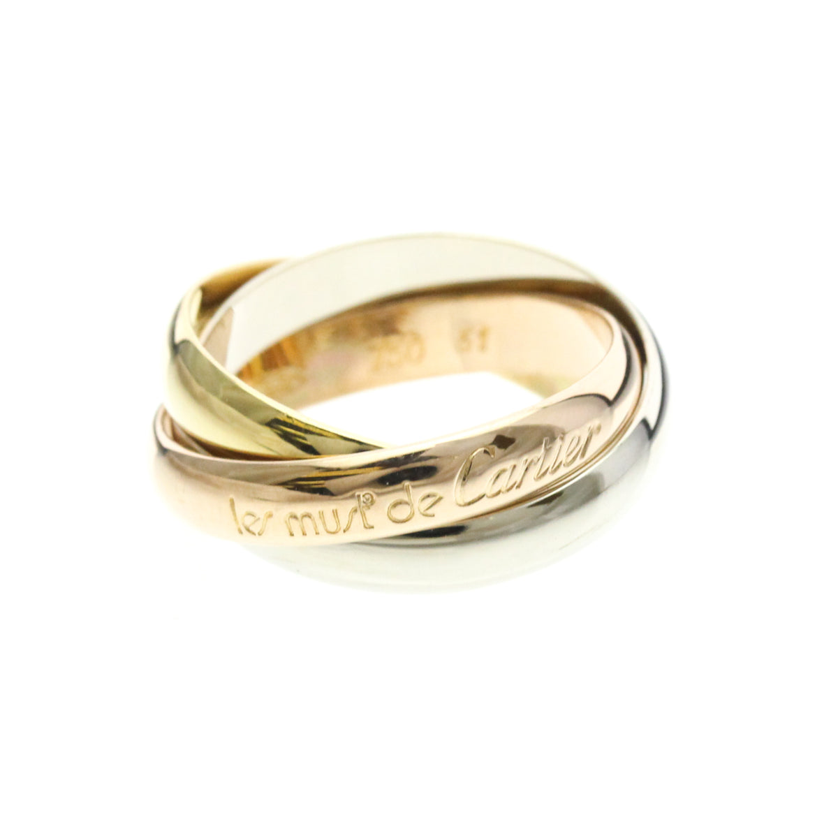 Cartier Trinity 18K Tricolor Gold Gold Gold Ring Jewelry (Pre-Owned)