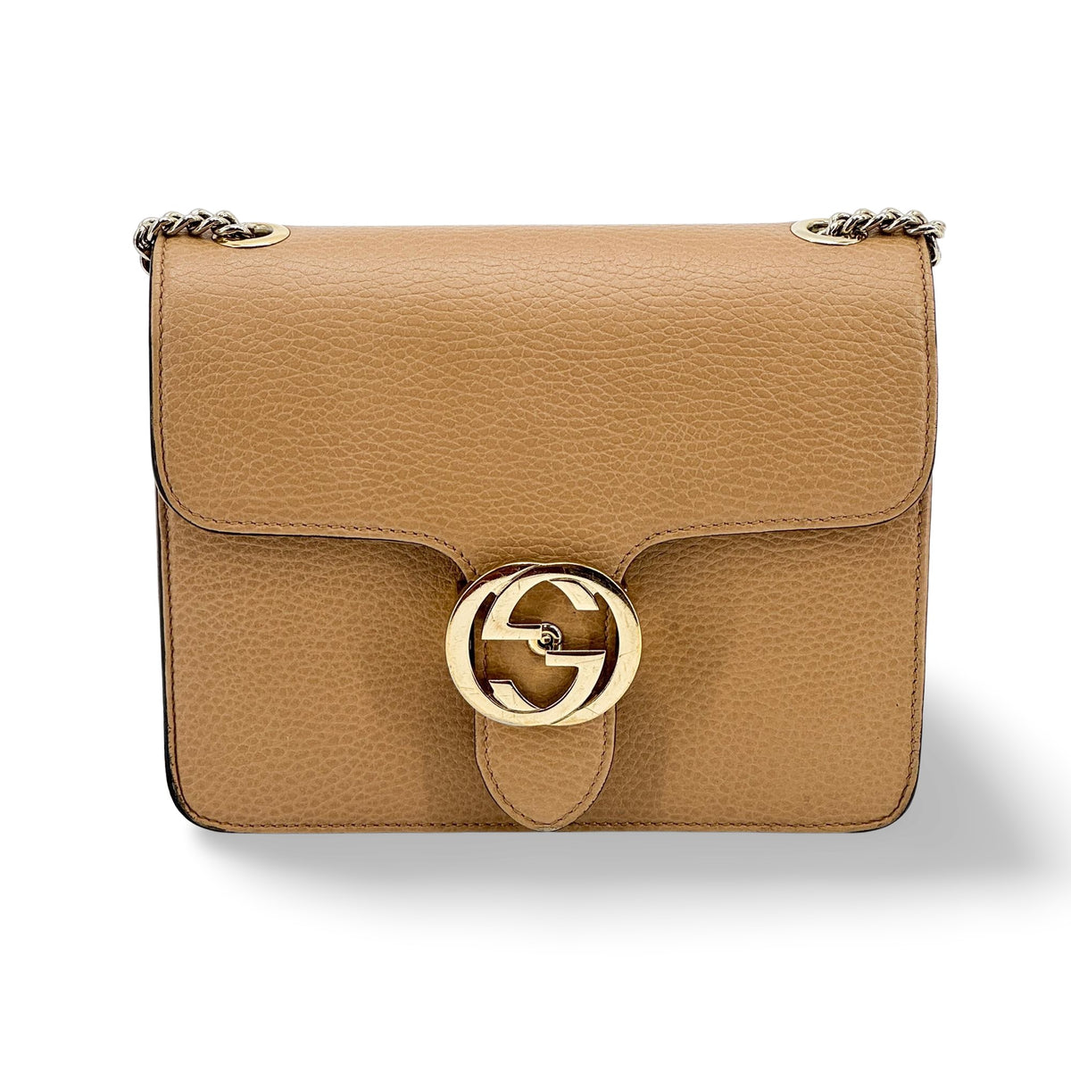 Gucci Interlocking Leather Brown Calfskin Shoulder Bag Bag (Pre-Owned)