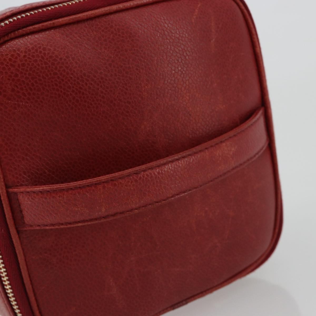 Chanel Vintage Timeless Cosmetic Case Caviar Red Leather Clutche & Pouche Bag (Pre-Owned)