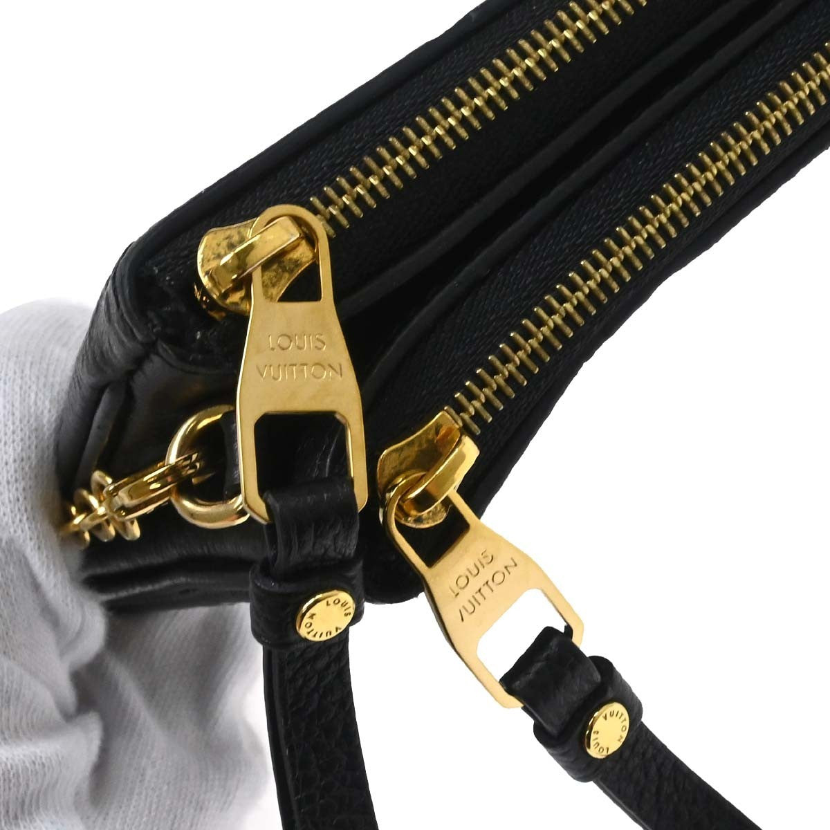 Louis Vuitton Double Zip Pochette Monogram Empreinte Leather Black Leather Clutche & Pouche Bag (Pre-Owned)