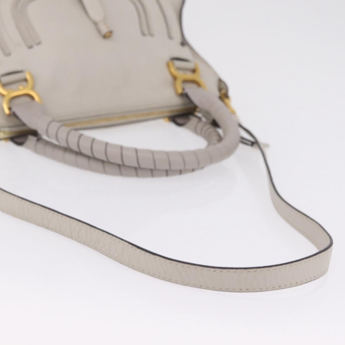 Chloe Marcie Satchel Leather Gray Leather Handbag (Pre-Owned)