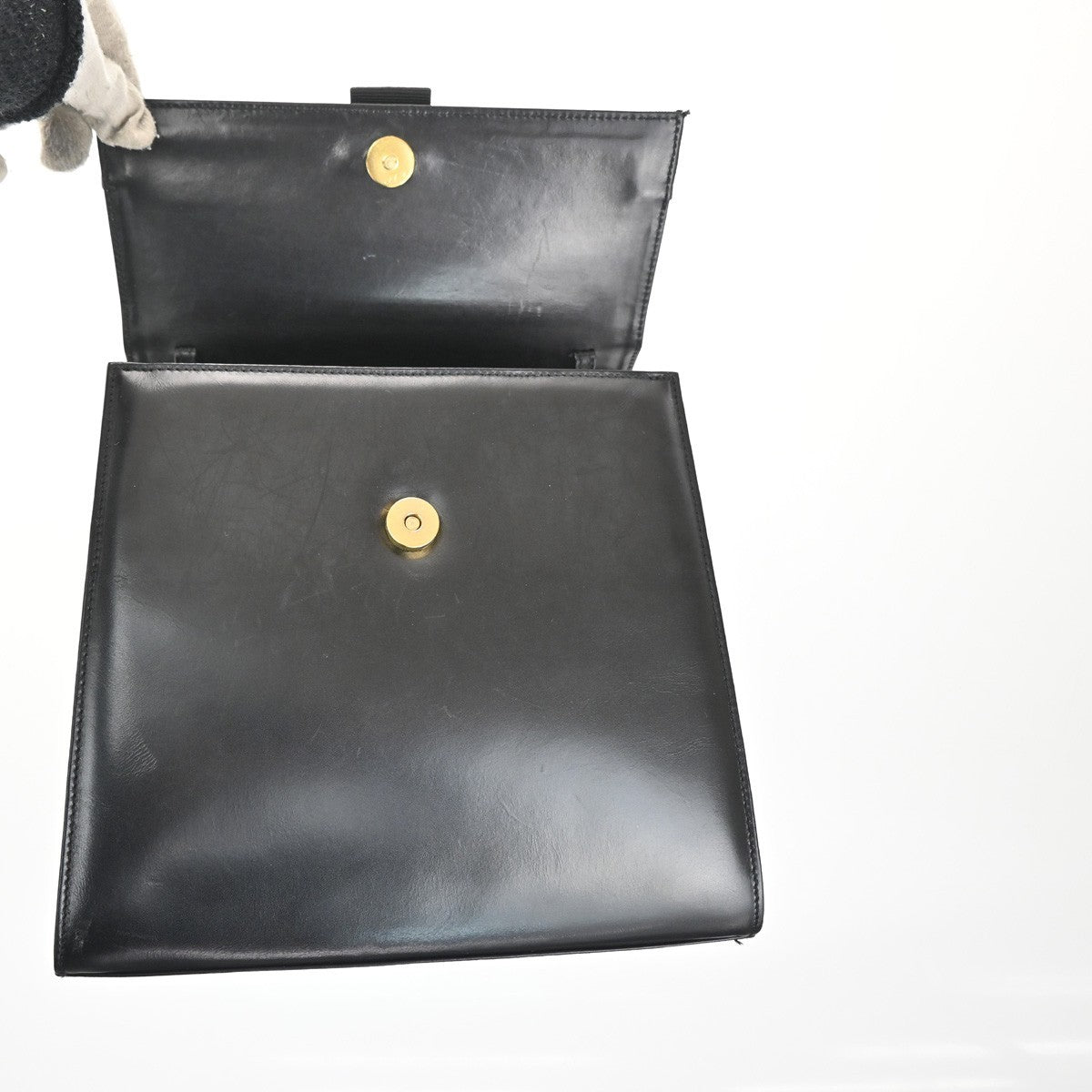 Salvatore Ferragamo Vala Leather Black Leather Handbag (Pre-Owned)