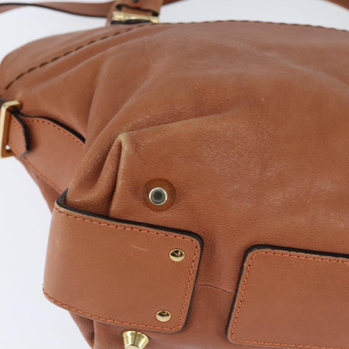Chloe Angie Tote Leather Brown Leather Tote Bag Bag (Pre-Owned)