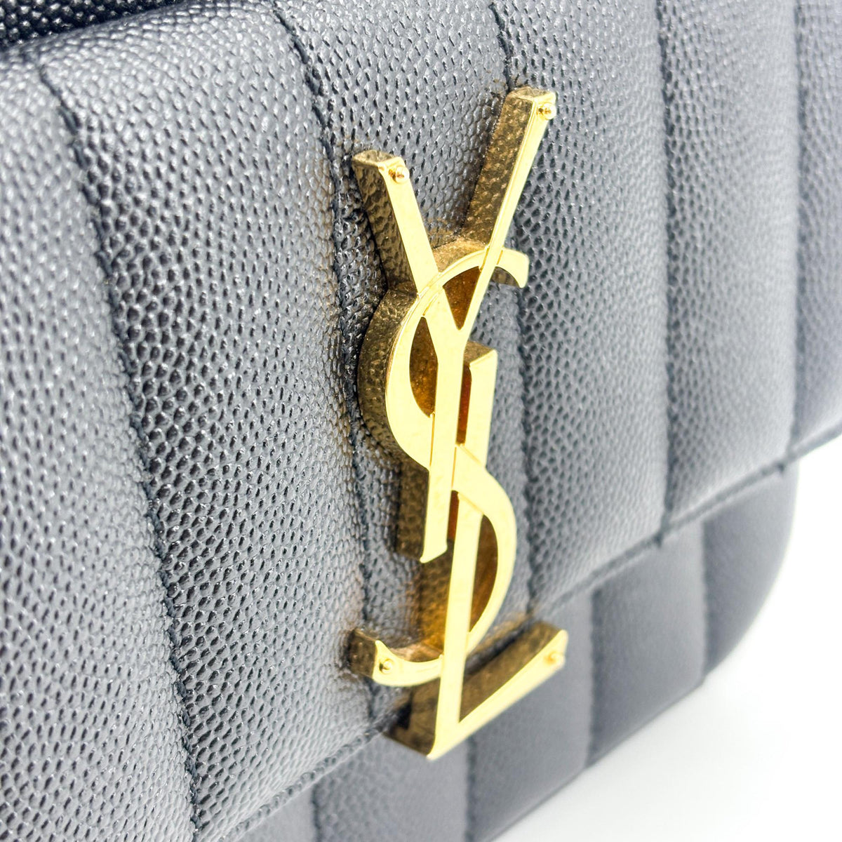 Saint Laurent Vicky Camera Vertical Quilted Leather Black Leather Shoulder Bag Bag (Pre-Owned)
