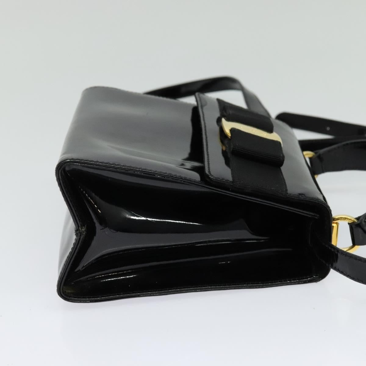 Salvatore Ferragamo Vintage Vara Bow Top Handle Leather Black Patent_Leather Handbag (Pre-Owned)