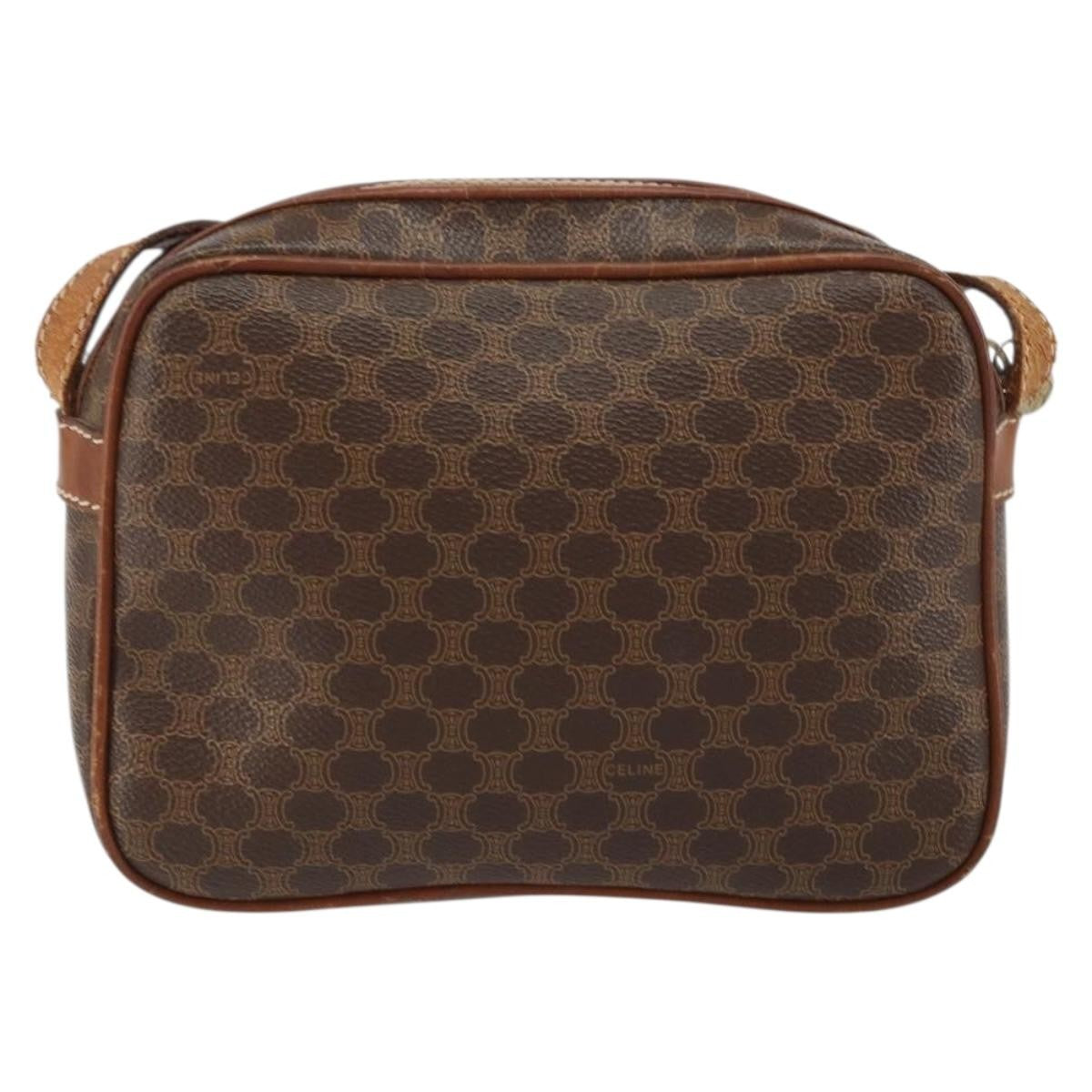 Celine Vintage Macadam Canvas And Leather Brown Canvas Shoulder Bag Bag (Pre-Owned)