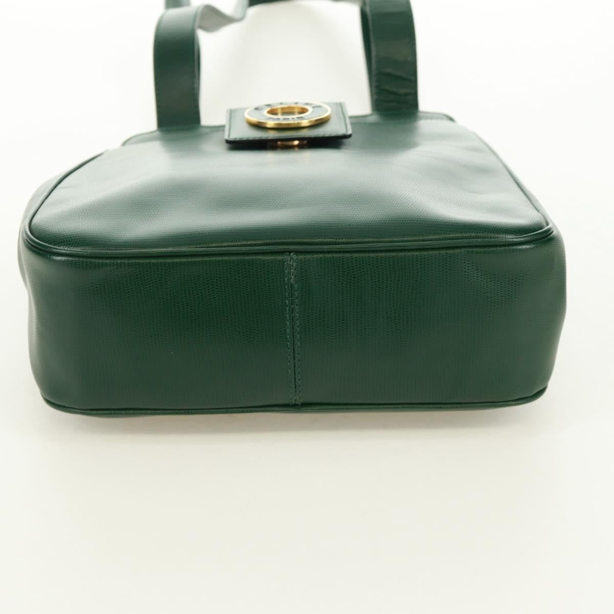 Celine Circle Logo Leather Green Leather Shoulder Bag Bag (Pre-Owned)