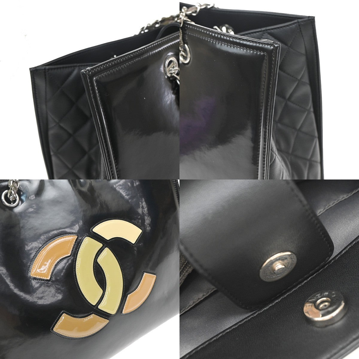 Chanel Lipstick Open Patent Vinyl Black Patent_Leather Tote Bag Bag (Pre-Owned)